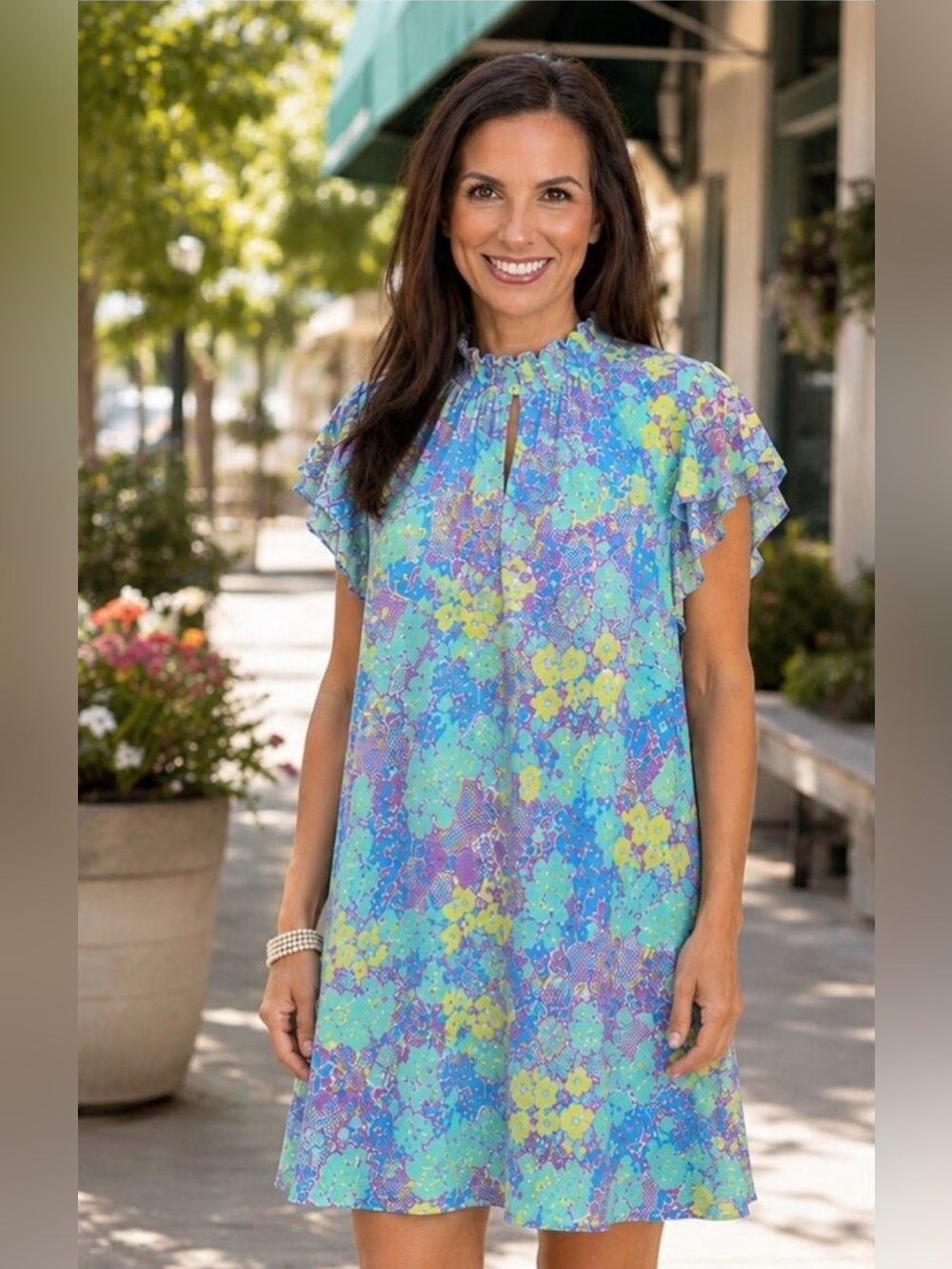 Umgee Multicolor Abstract Floral Shift Dress Medium NWT Lined Lightweight Summer